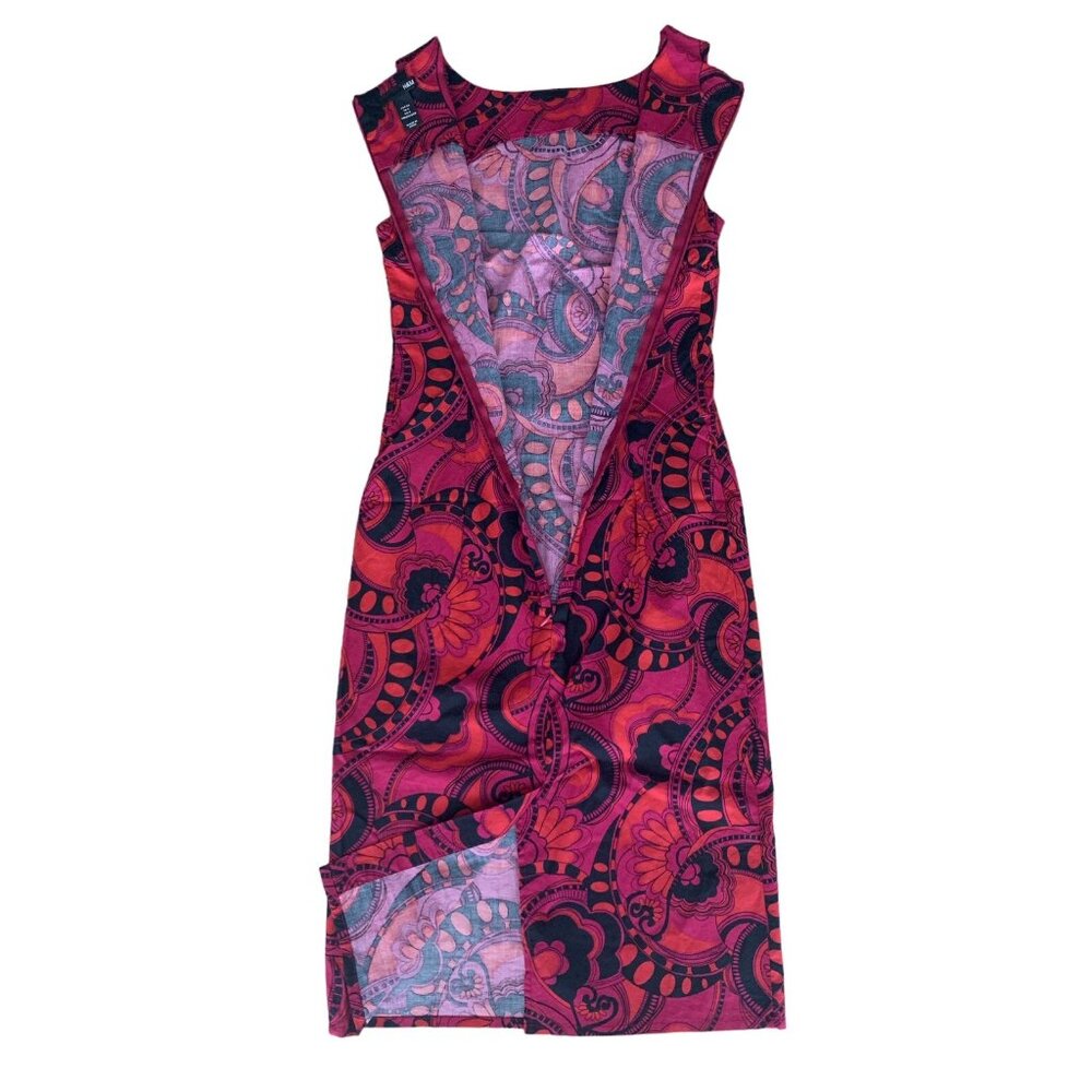 H&M Junior Red & Black Printed Sleeveless Boat Neck Sheath Dress Size 4 Small - Picture 8 of 11